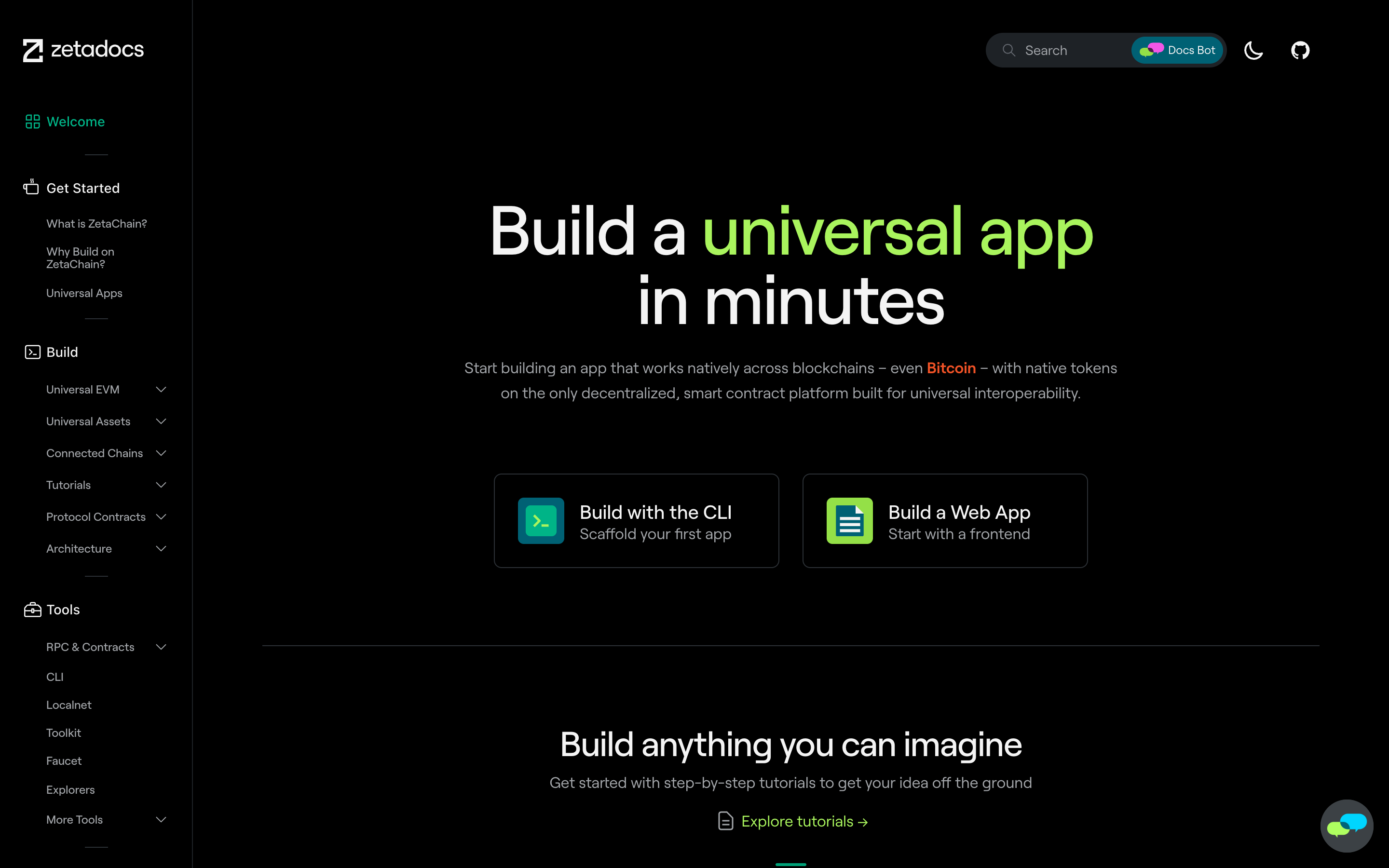 ZetaChain docs: Build a universal app in minutes